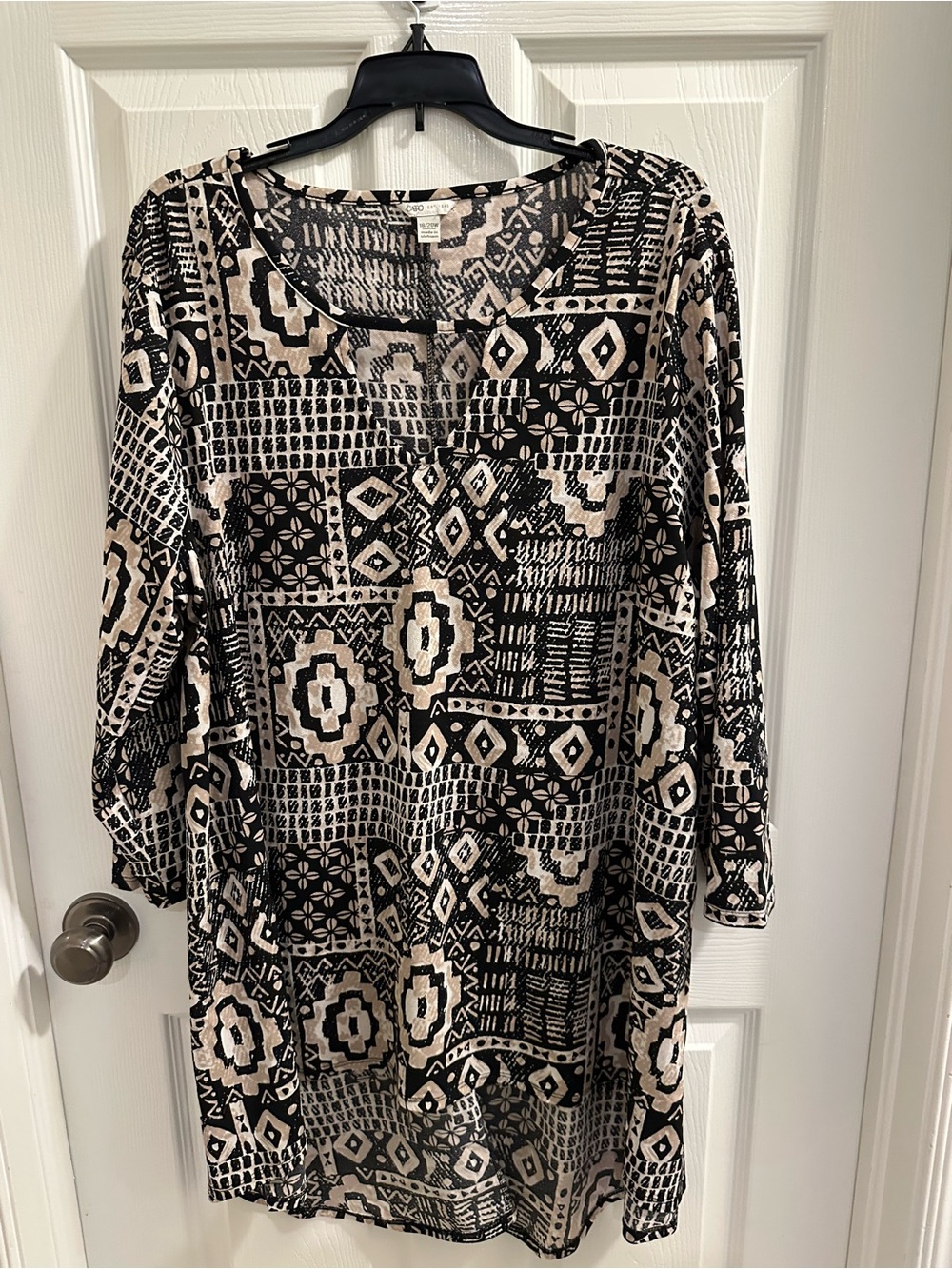 Cato Black and Cream Geometric Tunic